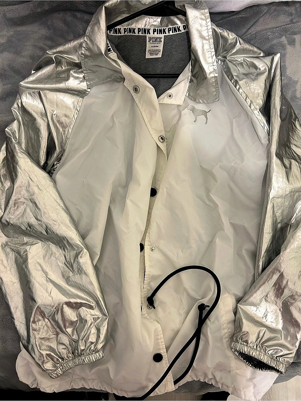 Victoria’s Secret PINK silver and white raincoat